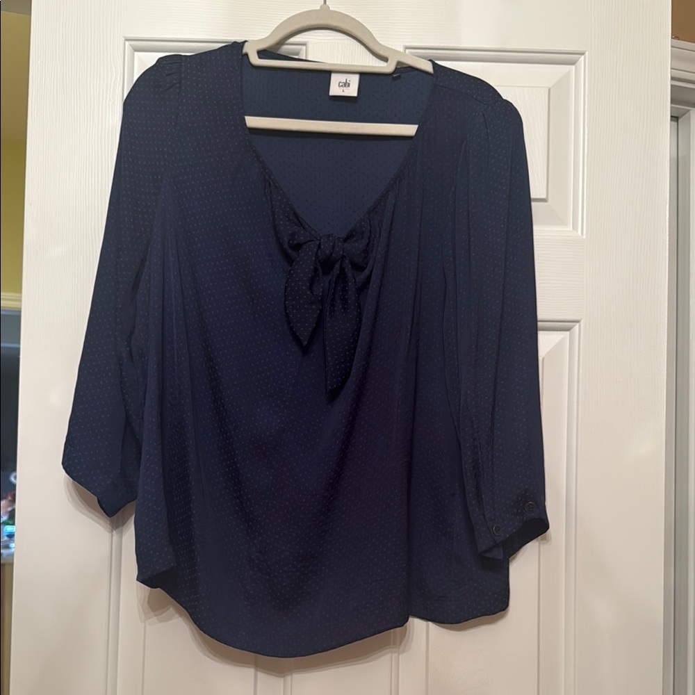 CAbi Blue polka dot  3/4 Sleeve Sailor Collar Blouse